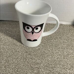 Whimsical Owl Pink and White Mug
